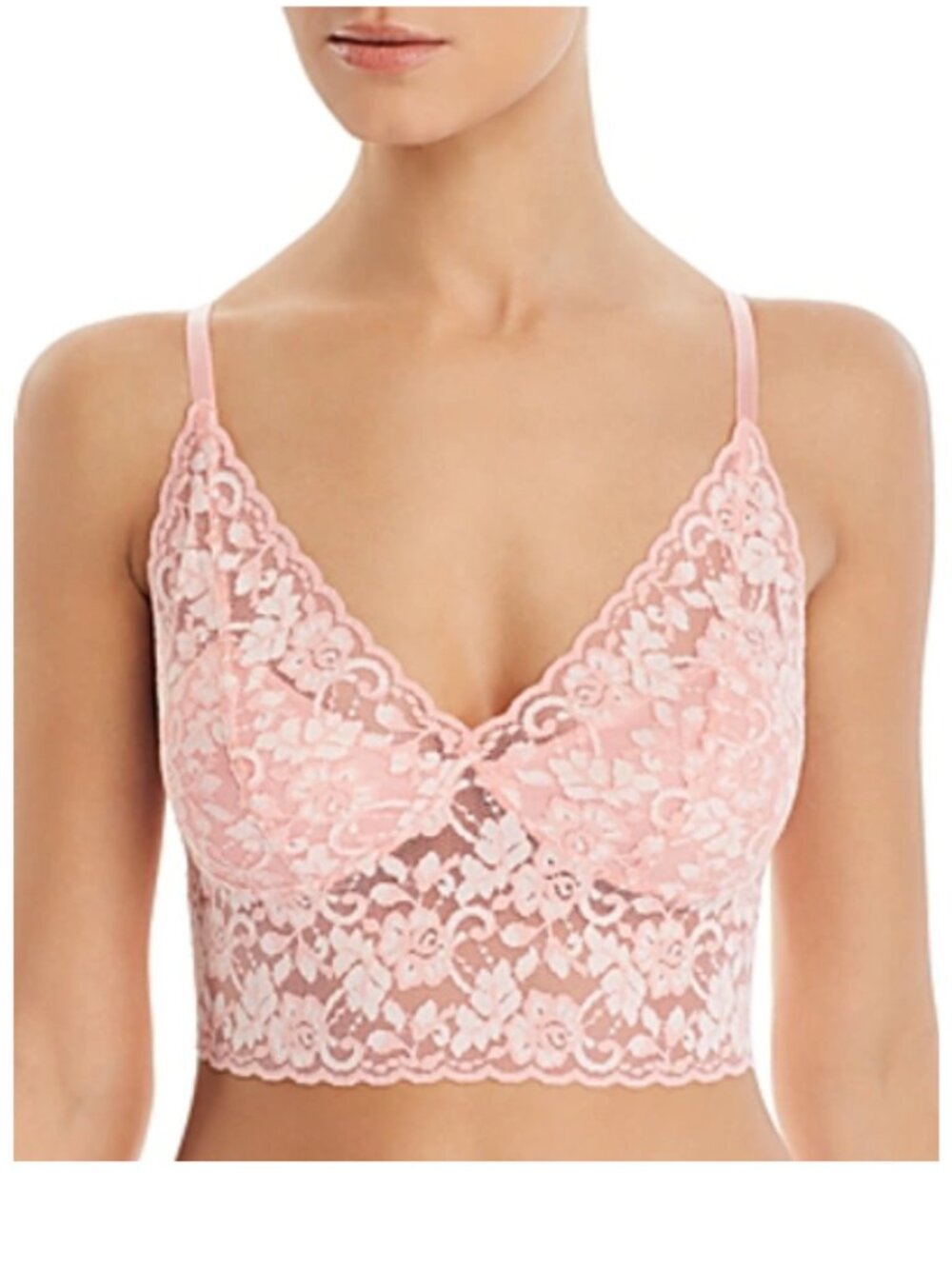 Hanky Panky Cross Dye Retro Longline Lace Bralette Pink Sz S